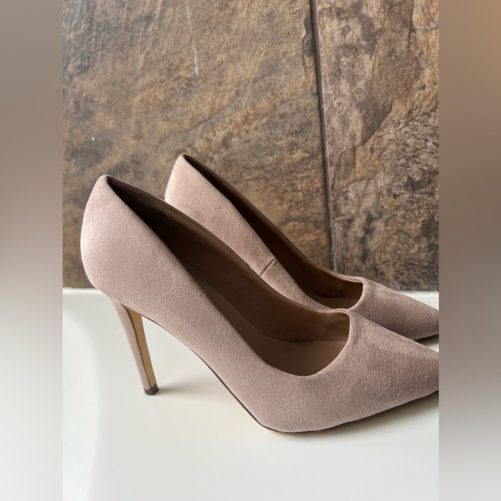Call It Spring Nude/Blush Suede Heels